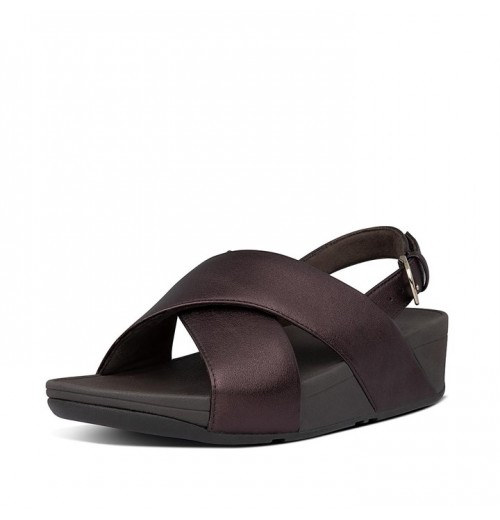 Lulu Metallic Leather Back-Strap Sandals