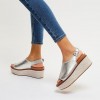 Eloise Mixed Metallics Back-Strap Wedge Sandals