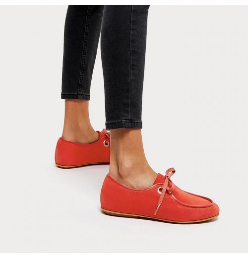 Delfine Eyelet Suede Lace-Ups Flat Shoes