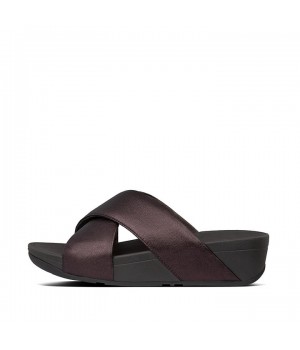 Lulu Metallic Leather Cross Slides