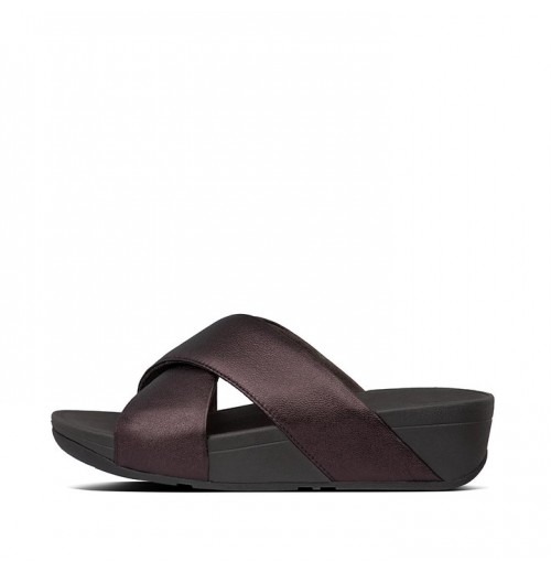 Lulu Metallic Leather Cross Slides