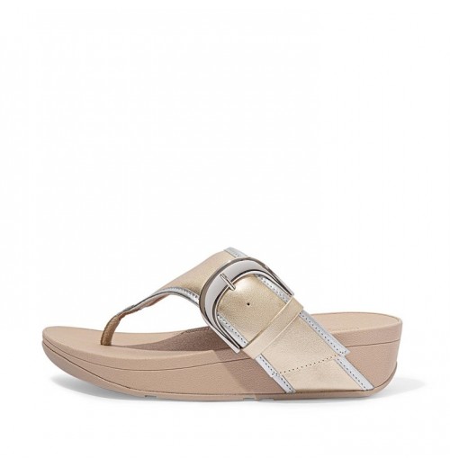 Olive Mixed Metallics Toe-Post Sandals