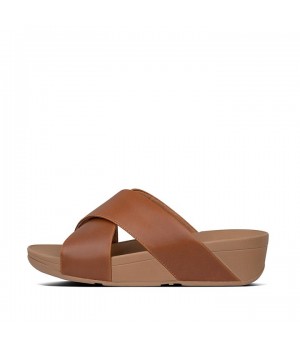 Lulu Leather Cross Slides