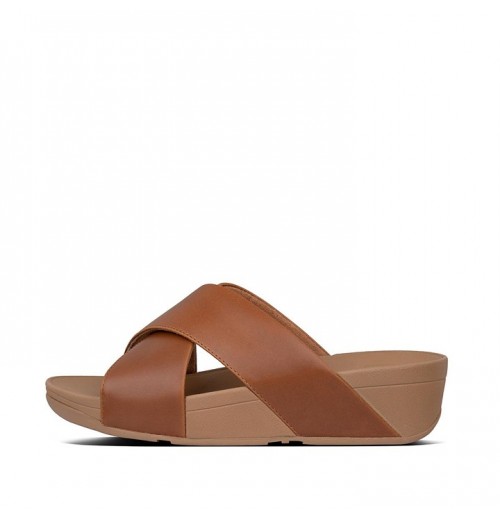 Lulu Leather Cross Slides