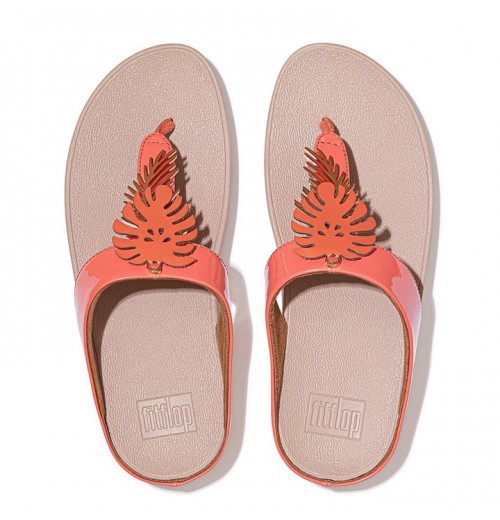 Fino Jungle Leaf Patent Toe-Post Sandals