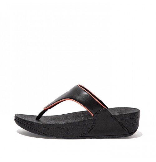 Lulu Pop Binding Leather Sandals Toe-Post Sandals