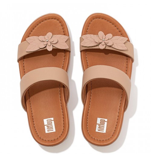 Fino Floral Leather Slides