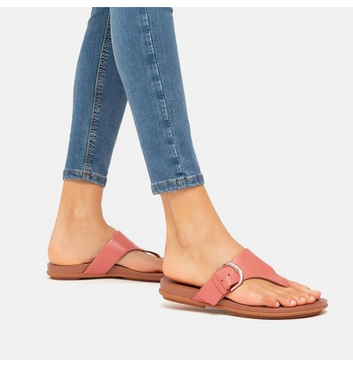 Gracie Buckle Leather Toe-Post Sandals