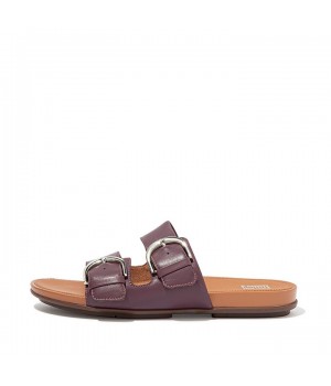 Gracie Buckle Leather Slides