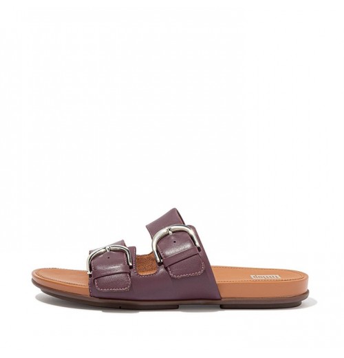 Gracie Buckle Leather Slides