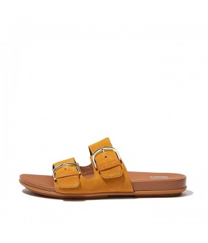 Gracie Buckle Suede Slides