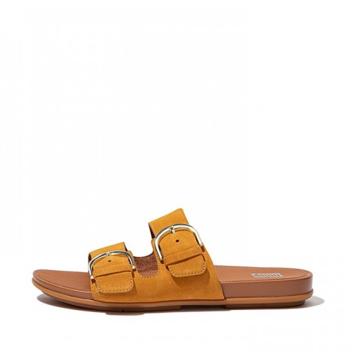 Gracie Buckle Suede Slides