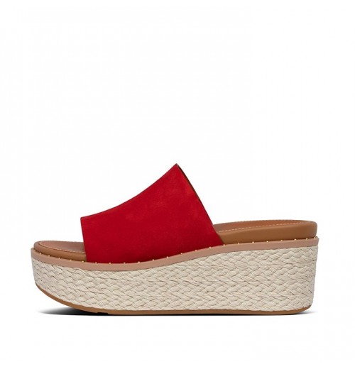 Eloise Espadrille Suede Wedge Slides Wedge Sandals