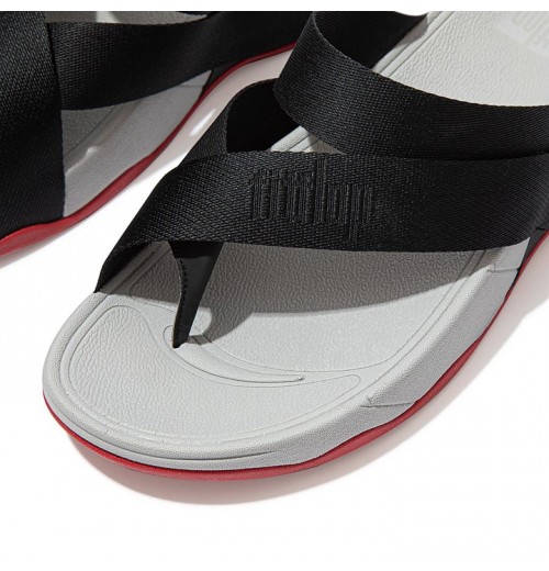 Sling Woven-Logo Toe-Post Sandals