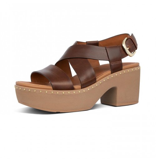 Pilar Leather Back-Strap Platform Platform Sandals