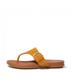 Gracie Buckle Suede Toe-Post Sandals