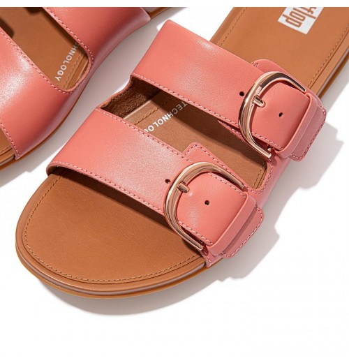 Gracie Buckle Leather Slides