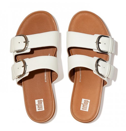 Gracie Buckle Leather Slides