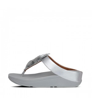 Fino Leaf Metallic Leather Toe-Thongs Toe-Post Sandals