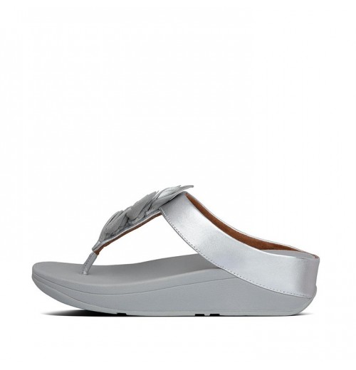 Fino Leaf Metallic Leather Toe-Thongs Toe-Post Sandals